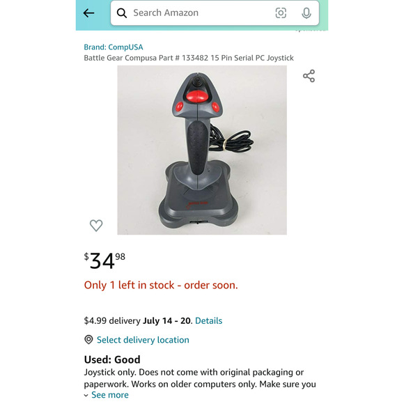 CompUSA Part #133482 PC Joystick Controller w/ Suction! Great Condition - Picture 6 of 6